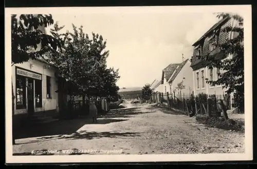 AK Weingraben /Burgenland, Strassenpartie mit Kaufhaus Liebentritt