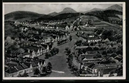 AK Weingraben /N.D., Ortsansicht aus der Vogelschau