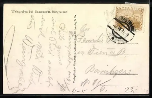 AK Weingraben bei Drassmarkt, Strassenpartie mit Einkehr-Gasthaus
