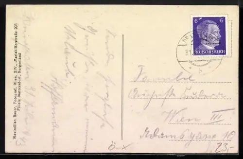 AK Weingraben /Burgenland, F. Krismanits Gasthaus, Partie in der Hauptstrasse, Kirche