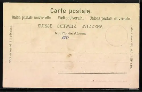 Lithographie Zürich, Gebäudeansicht, Soldaten