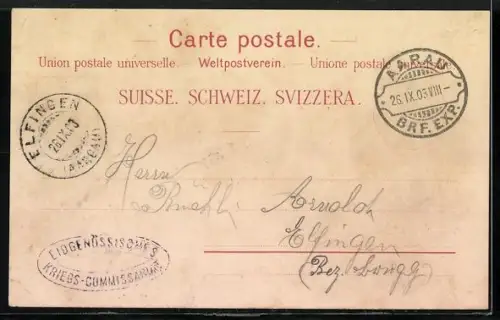 Lithographie Aarau, Infanterie-Kaserne, Kavallerie-Kaserne, Cantine, Soldaten in Uniform