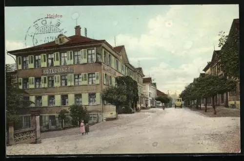 AK Heiden, Hotel Linde, Strassenpartie