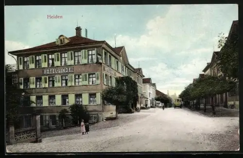 AK Heiden, Strassenpartie am Hotel Linde