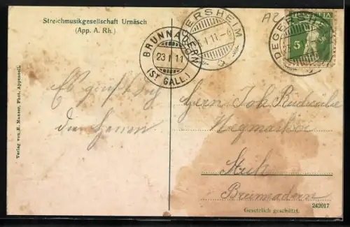 AK Trachtenkapelle Streichmusikgesellschaft Urnäsch mit Cello, Violine