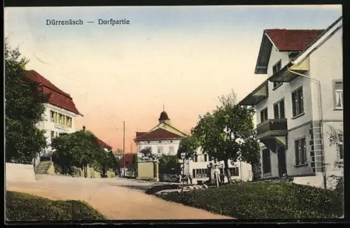 AK Dürrenäsch, Dorfpartie mit Gasthaus, Denkmal und Kirche