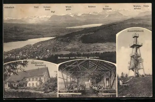 AK Reinach /AG, Gruss vom Homberg, Restaurant, Trinkhalle, Aussichtsturm