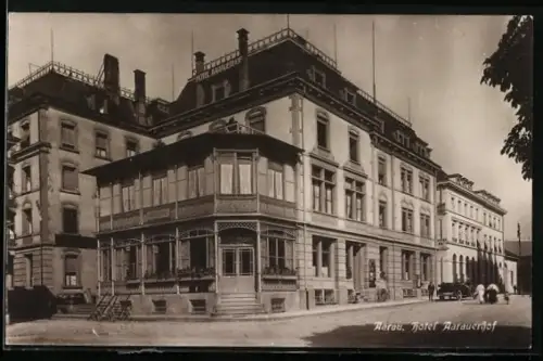 AK Aarau, Hotel Aarauerhof an einer Strassenecke