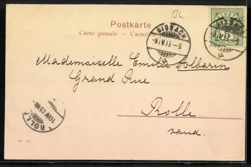 AK Sissach, Pension Regenass, Strassenpartie im Ort