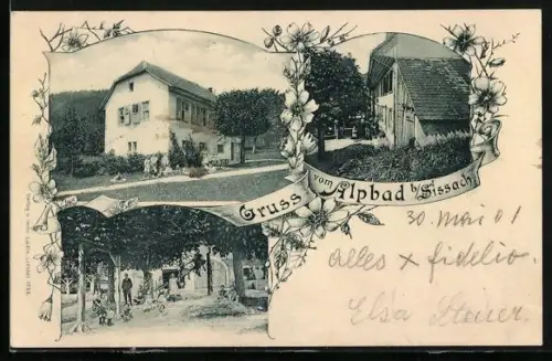 AK Sissach, Gasthaus Alpbad mit Kinderspielplatz