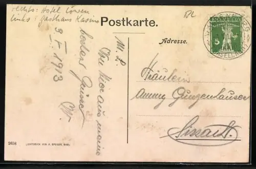 AK Waldenburg, Strassenpartie mit Gasthaus