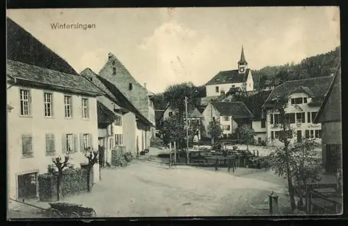AK Wintersingen, Gasthof von J. Muster mit Blick zur Kirche