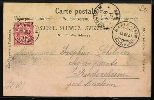 Lithographie Mariastein, Hotel de L`Ange, Gasthaus zum Engel, Ruine Landskron, Kloster-Kirche