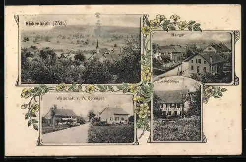 AK Rickenbach /ZH, Gasthaus v. A. Sprenger, Post-Ablage, Neugut