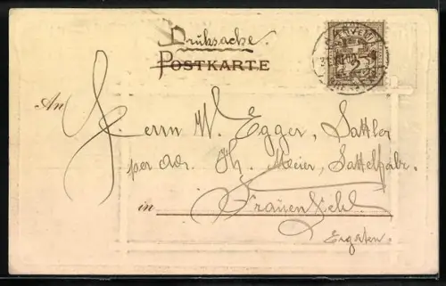 AK Aarau, Ortsansicht im Zwergen-Passepartout, Prosit Neujahr