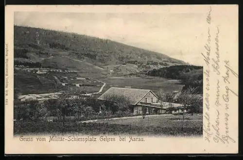AK Aarau, Gruss vom Militär-Schiessplatz Gehren