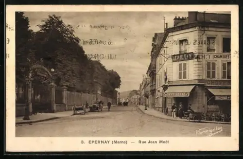 AK Épernay /Marne, Rue Jean Moët avec boutiques et passants