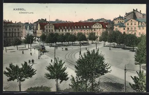 AK Kassel, Königsplatz mit Strassenbahn