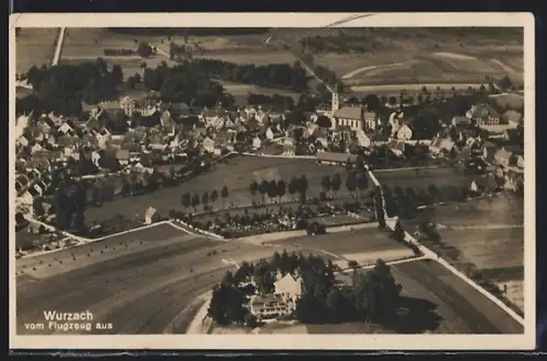 AK Wurzach, Ortsansicht vom Flugzeug aus
