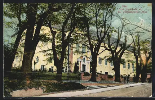 AK Kiel, Neue Kunsthalle an der Düsternbrooker Allee, Strassenpartie