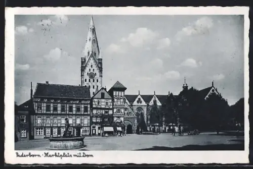 AK Paderborn, Marktplatz mit Dom