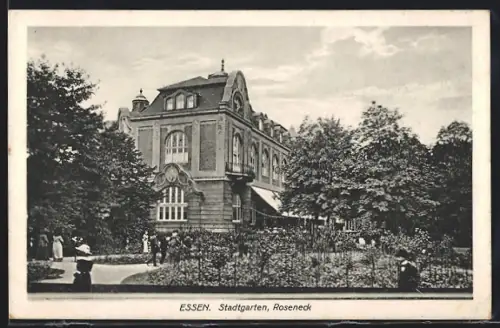 AK Essen, Stadtgarten mit Roseneck