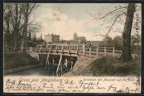 AK Magdeburg, Rothehorn mit Aussicht auf die Stadt