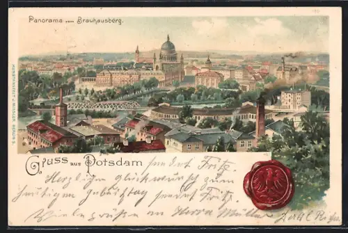 AK Potsdam, Panorama vom Brauhausberg, Siegel