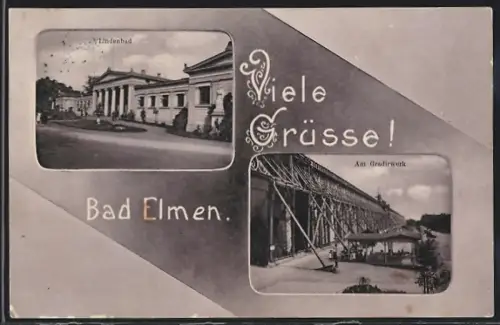 AK Bad Elmen, Lindenbad, Partie am Gradirwerk