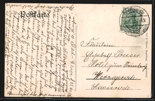 AK Bad Elmen, Lindenbad, Partie am Gradirwerk