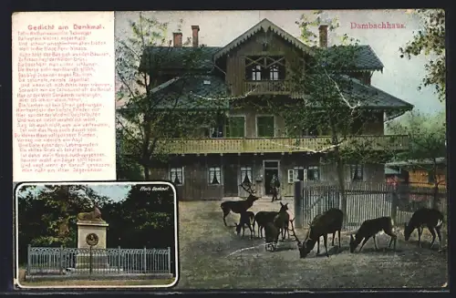 AK Thale, Pfeils Denkmal, Dambachhaus, Gedicht