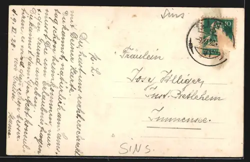 AK Sins, Ortspartie mit Wäscheleine