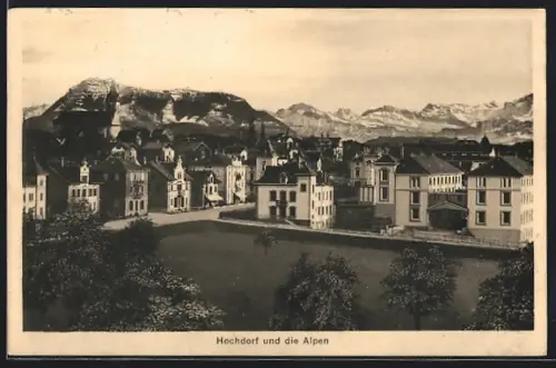 AK Hochdorf, Strassenpartie mit den Alpen