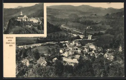 AK Werthenstein /Luz., Schloss mit Kirche, Teilansicht