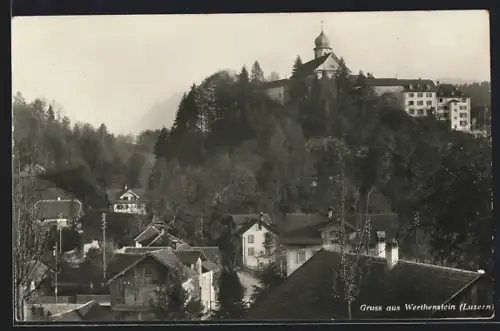 AK Werthenstein /Luzern, Ortspartie mit Kirche