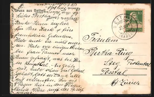 AK Bettwil, Ortspartie mit Kirche