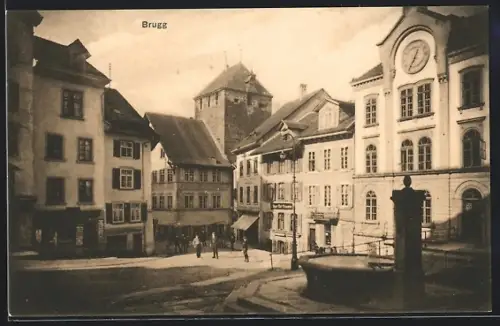 AK Brugg, Strassenpartie mit Geschäften