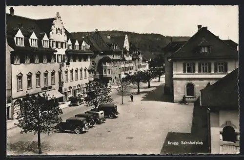AK Brugg, Bahnhofplatz mit Autos