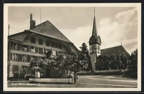 AK Langnau im Emmental, Hotel Bären und Kirche