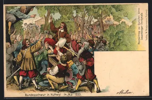 Lithographie Huttwyl, Bruderschwur 14. Mai 1653
