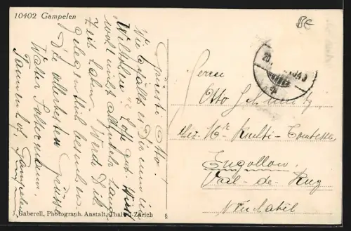 AK Gampelen, Totalansicht mit Kirche