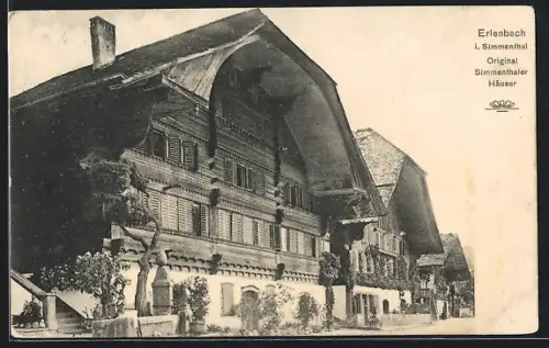 AK Erlenbach i. Simmental, Original Simmentaler Häuser