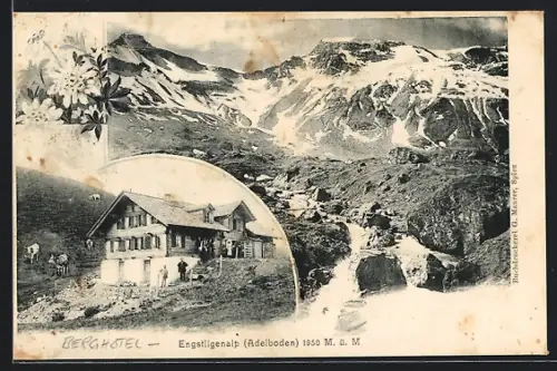 AK Engstligenalp / Adelboden, Panorama mit Alpenhaus