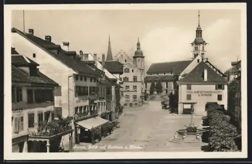 AK Sursee, Blick auf Rathaus und Kirche