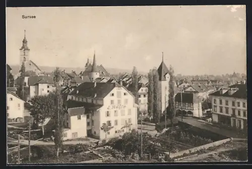 AK Sursee, Strassenpartie mit Gasthof a. Mühle