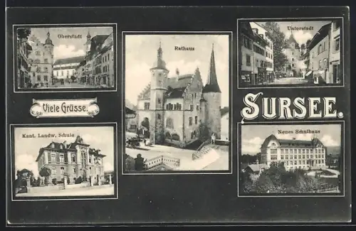 AK Sursee, Kant. Landw. Schule, Rathaus, Neues Schulhaus