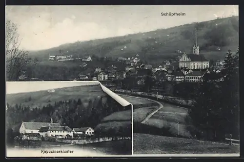 AK Schüpfheim, Teilansicht mit Kirche, Kapuzinerkloster