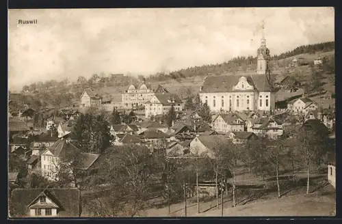 AK Ruswil, Teilansicht mit Kirche