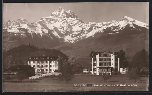 AK Camp Auxiliaire, Villa des Bains et la Dent du Midi