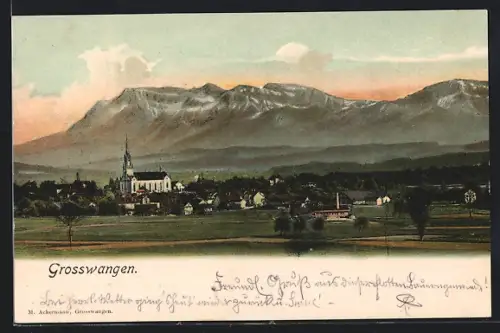 AK Grosswangen, Teilansicht mit Kirche
